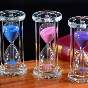 Crystal Hourglass 15/30/60 Minutes Sandglass Timers Kitchen Cooking Sand Clock Timer Home Office Christmas Birthday Present Gift Box Sand Glass (15 Minutes, Pink)