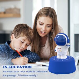 Cartoon Timer Kids Cute Kitchen Timer, Astronaut Learning Management Timer, Reminder No Batteries for Study Work Exercise Training Home Desktop Decor (Blue)