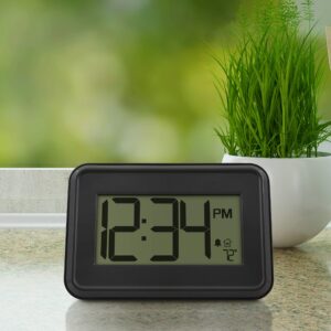 La Crosse Technology 513-113 Digital Wall Clock with Temperature & Countdown Timer, Black