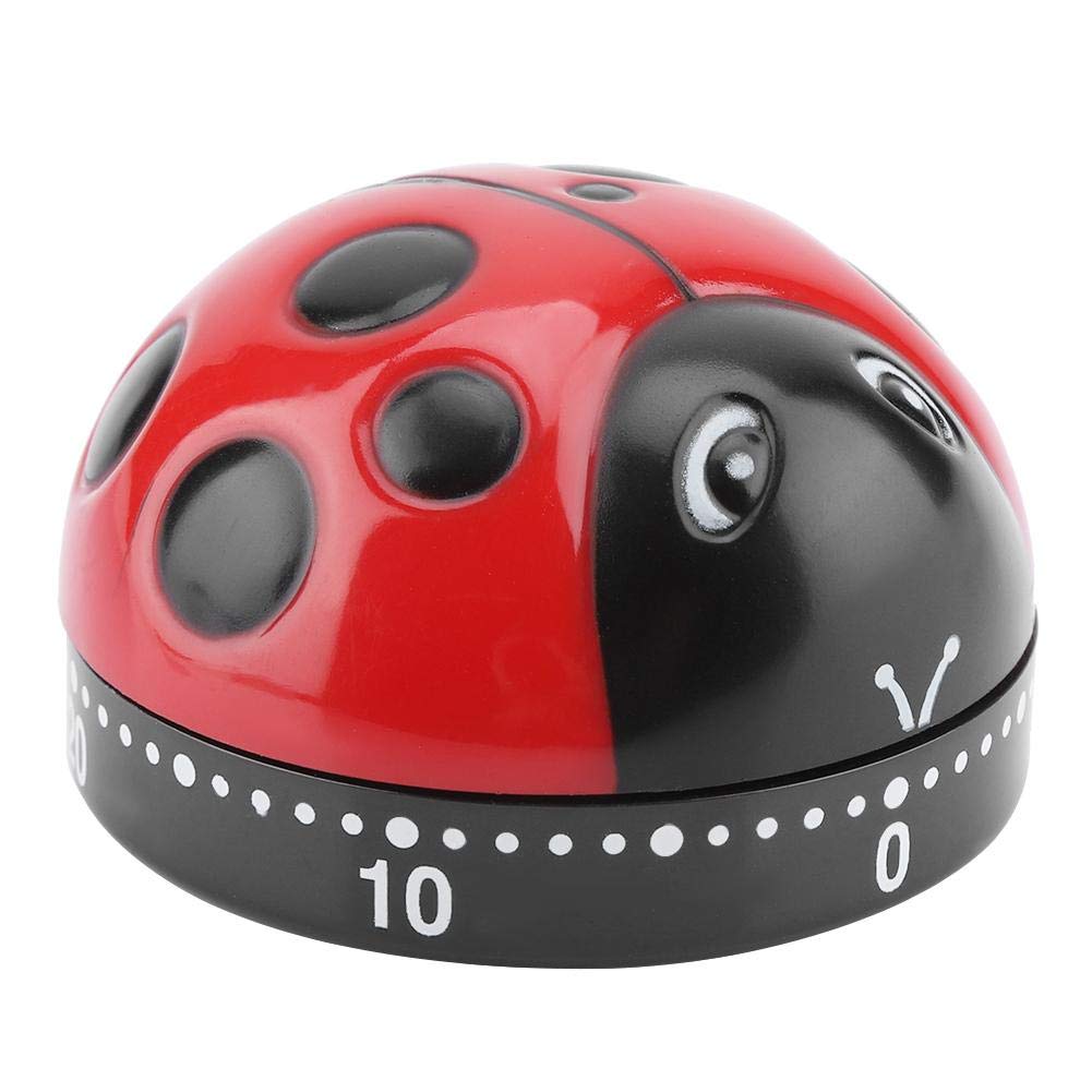 Cute Ladybug Kitchen Timer, 60 Minutes Mechanical Wind-Up Kitchen Cooking Timer, No Battery Needed Suitable for Kitchen Cooking Baking Housework Labs Timing (2.36 * 2.36 * 1.97in)