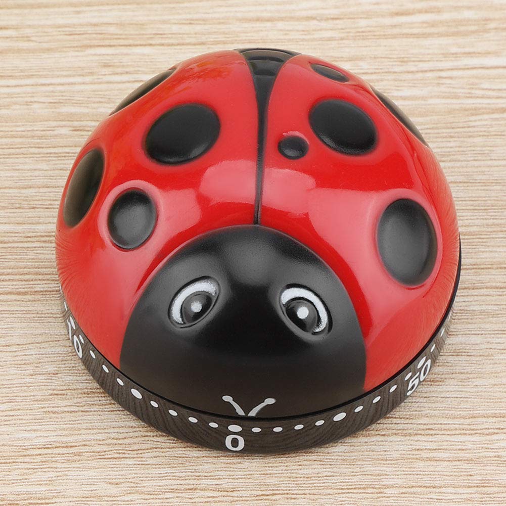 Cute Ladybug Kitchen Timer, 60 Minutes Mechanical Wind-Up Kitchen Cooking Timer, No Battery Needed Suitable for Kitchen Cooking Baking Housework Labs Timing (2.36 * 2.36 * 1.97in)