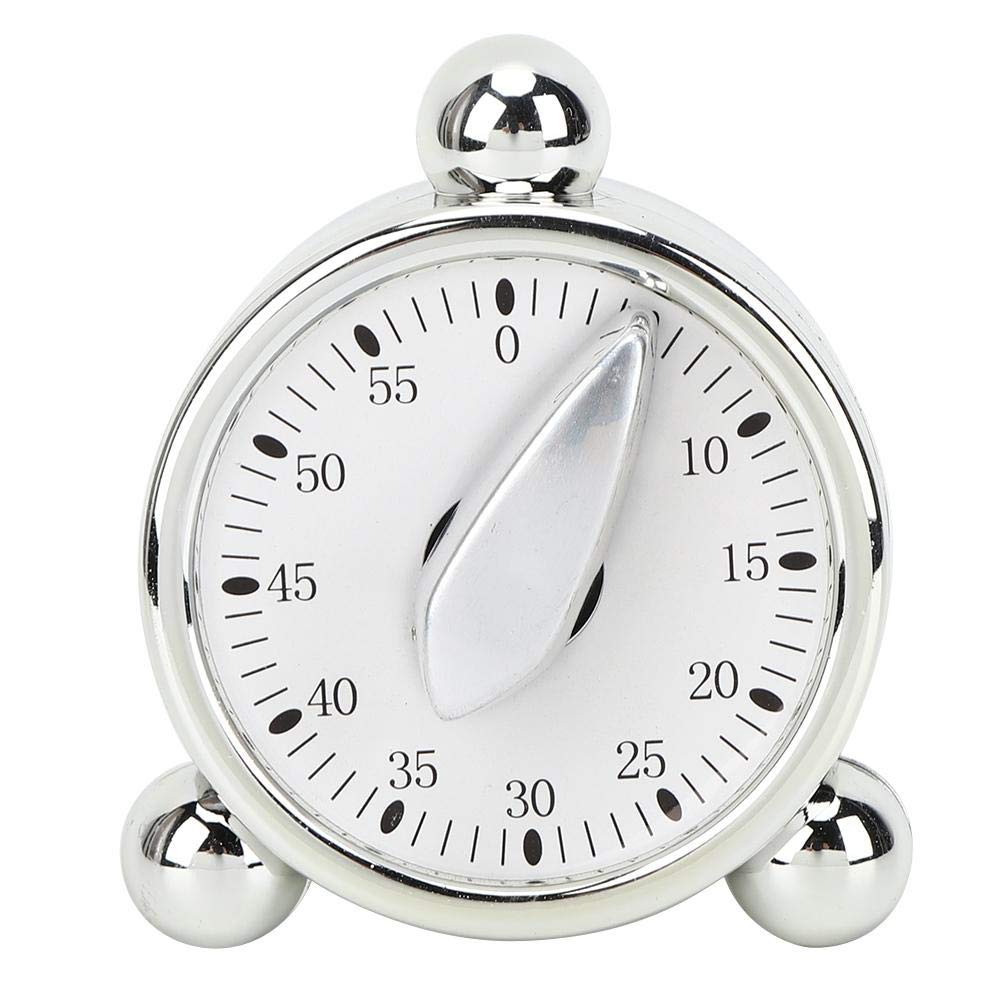 Baking Timer Mechanical Cooking Reminder 60 Minute Kitchen Timer, Silver