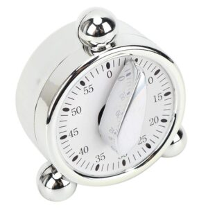 Baking Timer Mechanical Cooking Reminder 60 Minute Kitchen Timer, Silver