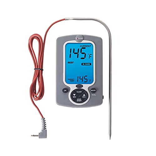 Taylor Instant Read Wired Probe Digital Meat Food Grill BBQ Cooking Kitchen Thermometer White