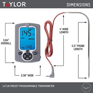 Taylor Instant Read Wired Probe Digital Meat Food Grill BBQ Cooking Kitchen Thermometer White