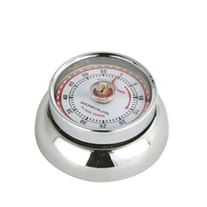 zassenhaus magnetic retro kitchen timer, classic mechanical cooking timer (chrome), 2.75-inch