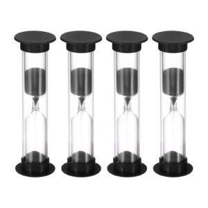 patikil 3 minute sand timer, 4pcs small sandy clock with plastic cover, count down sand glass for games, kitchen, party favors diy decoration, black