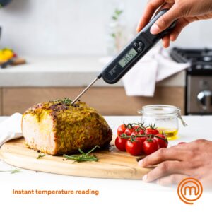 MasterChef Immersion Blender Handheld, 400W & Digital Meat Thermometer, Wireless Temperature Probe for Food (Steak, Chicken) & Liquids (Coffee, Tea, Milk), Black