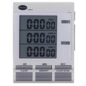digital triple kitchen timer and clock for cooking and baking with large led countdown timer numbers with alarm and magnet
