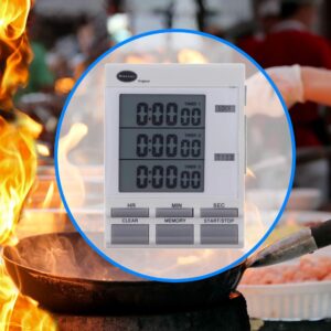 Digital Triple Kitchen Timer and Clock for Cooking and Baking with Large Led Countdown Timer Numbers with Alarm and Magnet