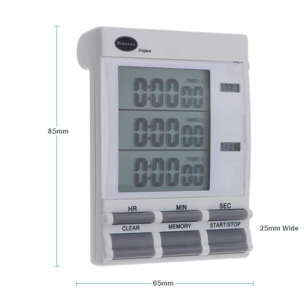 Digital Triple Kitchen Timer and Clock for Cooking and Baking with Large Led Countdown Timer Numbers with Alarm and Magnet