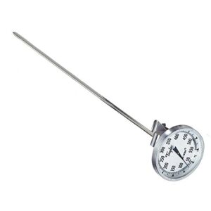 taylor precision 6084j8 professional bitherm candy/deep fry thermometer, 2" dial display, 50° to 550°f temperature range, 8" stainless steel stem with adjustable pan clip, recalibration hex nut