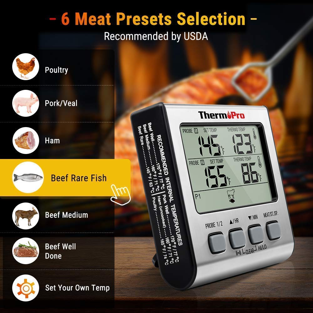 ThermoPro TP-17 Dual Probe Digital Cooking Meat Thermometer + ThermoPro TP610 Dual Probe Instant Read Meat Thermometer