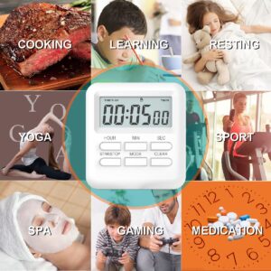 2 Pack Digital Timers Magnetic Countdown Timer Loud Alarm Kitchen Timer LCD Display Silent Classroom Timer Clock for Teacher Kids Study Exercise Sports Games Cooking Baking Boiling Egg