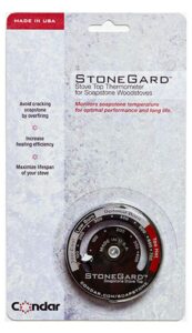 condar stonegard stove top thermometer (3-26) for soapstone wood stoves. monitors soapstone temperature for optimal performance and long life.