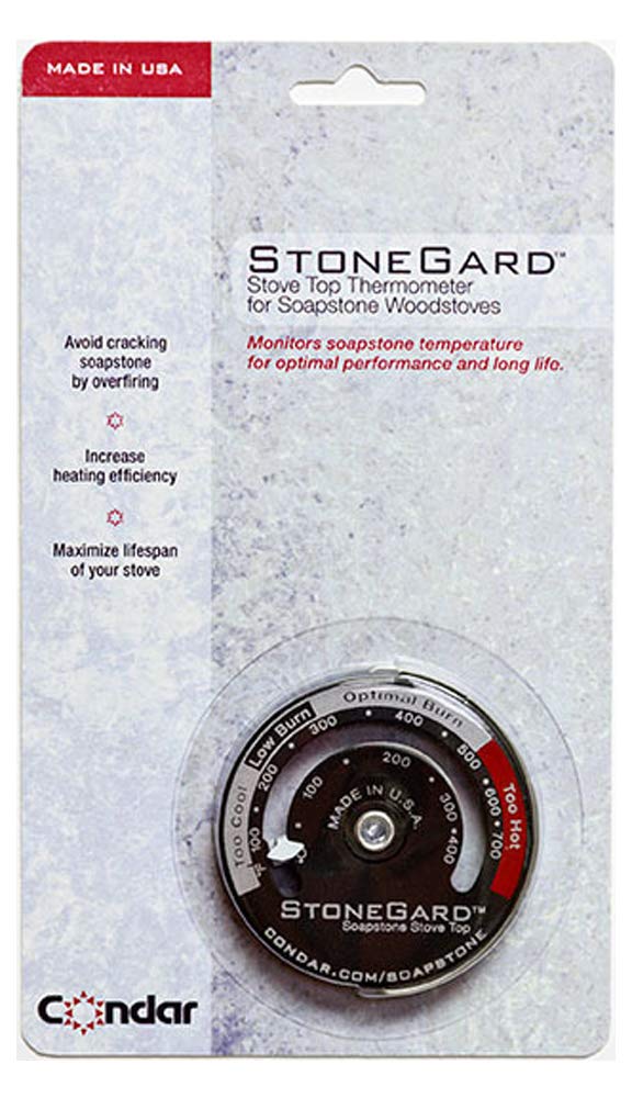 Condar StoneGard Stove Top Thermometer (3-26) for Soapstone Wood Stoves. Monitors Soapstone Temperature for Optimal Performance and Long Life.