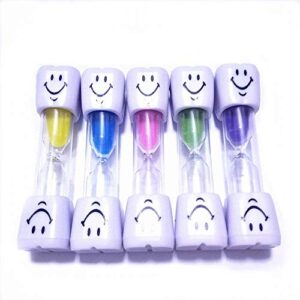 colorsheng 5 pcs 2 minute smiley sand timer set for brushing children's teeth （5 color）