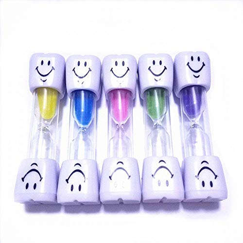 Colorsheng 5 Pcs 2 Minute Smiley Sand Timer Set for Brushing Children's Teeth （5 Color）