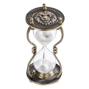 cncj nautical brass sand timer 60 minute hourglass:antique metal rudder sand clock, black sand watch 60 min, vintage reloj de arean, small hour glass sandglass for gifts, office, desk decor