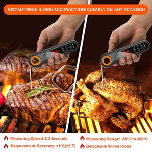 GoldenSun Digital Meat Thermometer - Instant Read Meat Thermometer Waterproof with Dual Probe for Grill and Cooking Kitchen Candy BBQ Smoker Oil Fry Baking Liquids