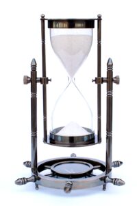nautical maritime black antique full brass sand timer hourglass with wheel compass base