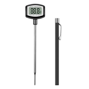 digital food thermometer probe for cooking meat, bbq, grilling, liquid, candy, oil deep fry - instant read with large lcd screen and pen clip