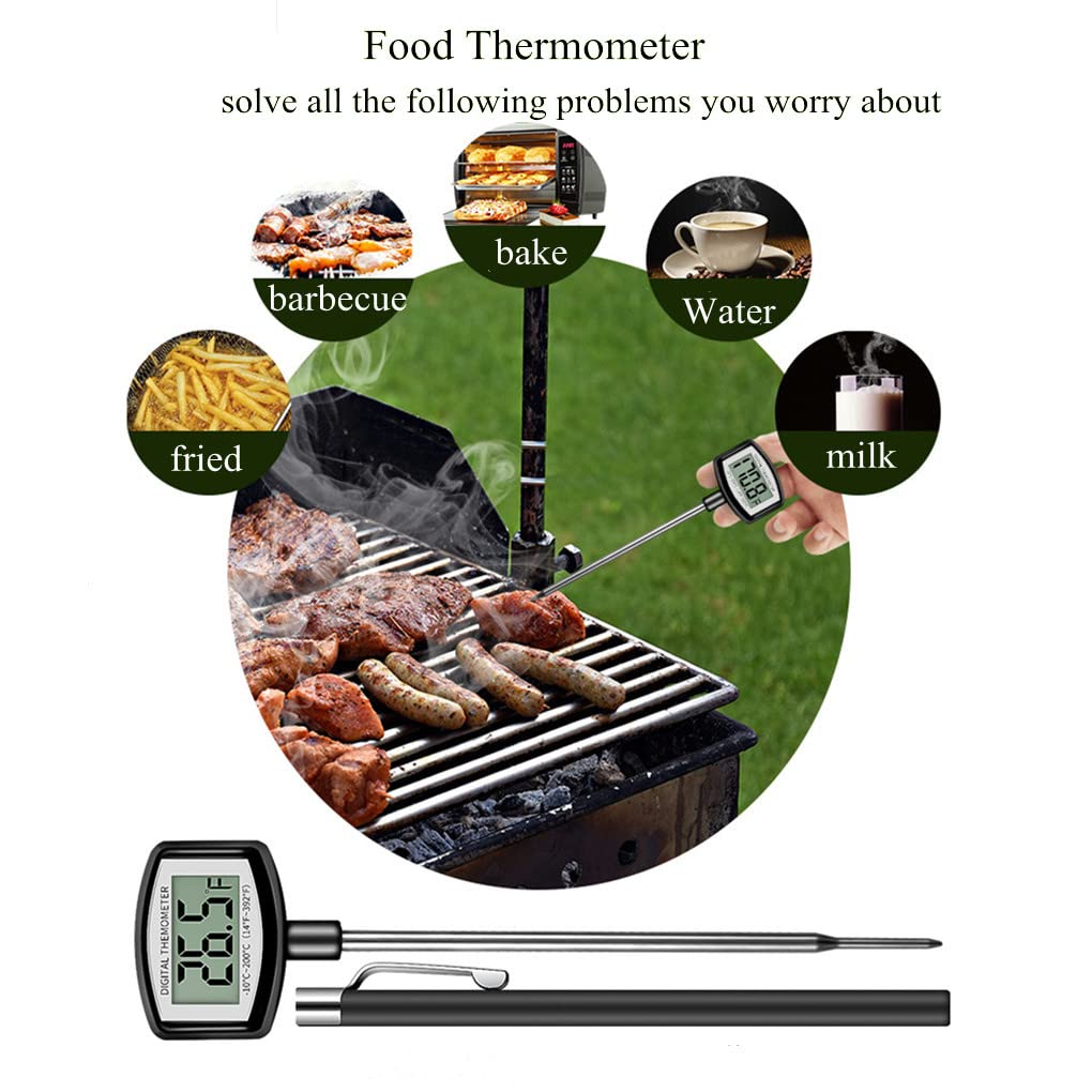 Digital Food Thermometer Probe for Cooking Meat, BBQ, Grilling, Liquid, Candy, Oil Deep Fry - Instant Read with Large LCD Screen and Pen Clip