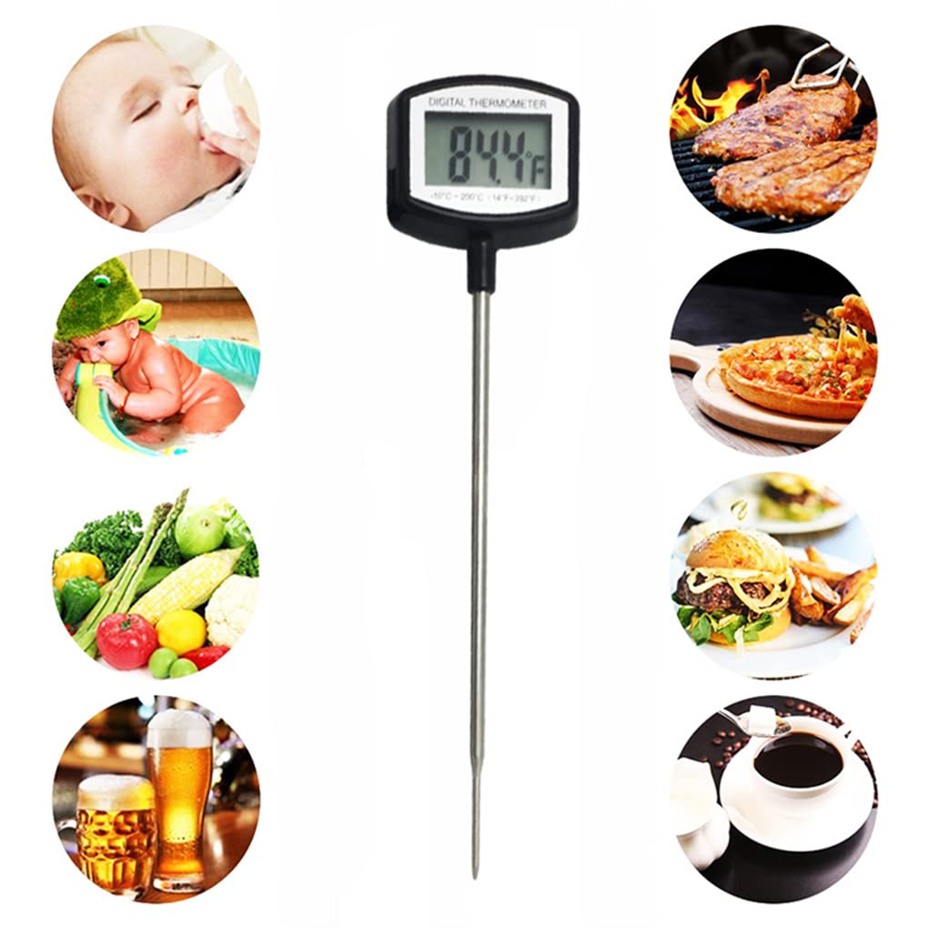 Digital Food Thermometer Probe for Cooking Meat, BBQ, Grilling, Liquid, Candy, Oil Deep Fry - Instant Read with Large LCD Screen and Pen Clip