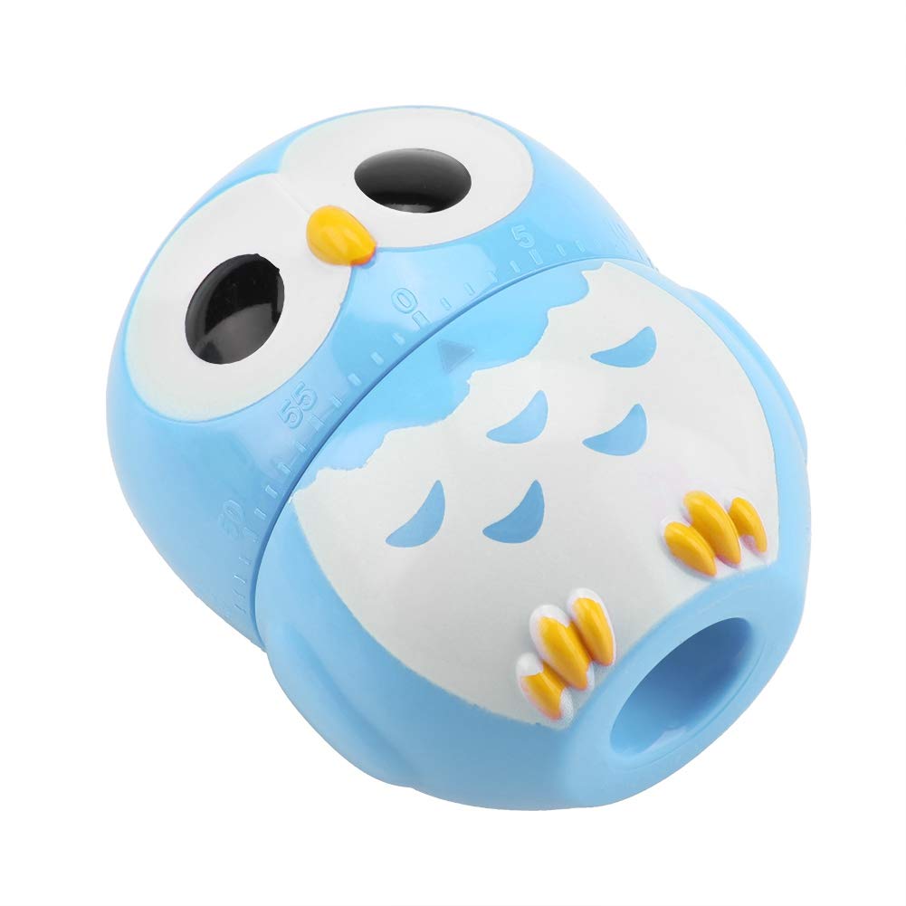 Owl Mechanical Kitchen Timer, Manual Cooking Timer, Mechanical Timer, Home Cooking Counters Clock, Portable Alarm Clock, Kitchen Cooking Tool for Cooking, Baking, Reading, Learning (Blue)