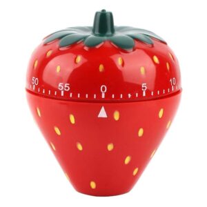 maxmartt kitchen timer strawberry shaped wind up 60 minutes manual countdown mechanical time reminder no batteries loud ring cute strawberry timer for kitchen classroom home cooking and study