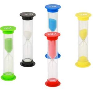 WOIWO 5 Pcs Sand Timer,Colorful Plastic Sandglass Hourglass Sand Clock Timer 30sec / 1min / 3mins / 5mins / 10mins