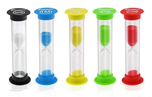 WOIWO 5 Pcs Sand Timer,Colorful Plastic Sandglass Hourglass Sand Clock Timer 30sec / 1min / 3mins / 5mins / 10mins