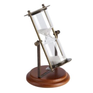 15 Minutes Hourglass Metal Glass Rotating Sand Timer with Wooden Base for Gifts Toy Home Office Desktop Decor