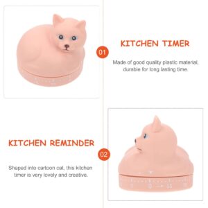 Hemoton Kitchen Timer Wind Up 60- Minute Mechanical Visual Timers 3D Cat Shaped Alarm Clock Egg Timer Countdown Clock for Classroom Cooking Baking