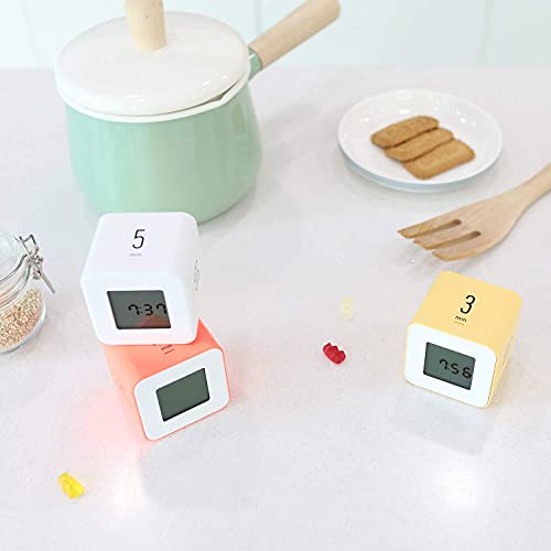 mooas Multi Cube Timer White(5,15,30,60 Minutes) & Yellow(3,10,30,60 Minutes) Bundle, Clock & Alarm, Time Management, Time for Studying, Cooking and Workout, Kids Timer