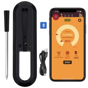 smart meat thermometer with bluetooth | 165ft wireless range for oven, grill, kitchen, bbq, smoker, rotisserie