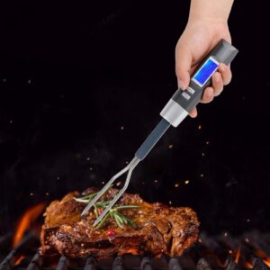 Digital Meat Thermometer Fork, Cooking Instant Read Temperature Fork with LCD Display Sound Alarm Grilled Food Probe Gadgets Wireless for Outside Candy Oven BBQ Grill Liquids Beef Steak Pork Chicken