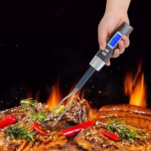 Digital Meat Thermometer Fork, Cooking Instant Read Temperature Fork with LCD Display Sound Alarm Grilled Food Probe Gadgets Wireless for Outside Candy Oven BBQ Grill Liquids Beef Steak Pork Chicken