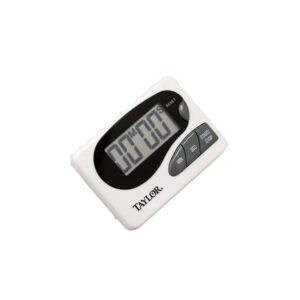 taylor precision 5822 memory timer, digital, 0.8" lcd readout, times up to 99 minutes, 59 seconds, count up/down feature, recall/memory function, clip/magnet/stand positioning