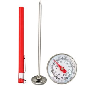 Food Thermometer, Kitchen Food-Cooking Meat Coffee Thermometer Stainless Steel Dial Tools, 1 Pieces Immediate Read Pocket Thermometer for Milk Coffee Tea Cold Drinks Silver