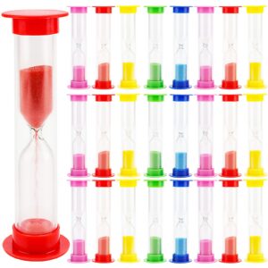 sinjeun 50 pcs 1 minute sand timer, plastic hourglass sand clock, colorful sand timer set sandglass countdown bulk toothbrush timer for party favors