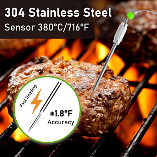 KT THERMO Bluetooth Meat Thermometer Wireless Meat Thermometer with 4 Color Probes, Smart Bluetooth Grill Thermometer with Real 328 Ft Remote,11 USDA temperature settings for Grilling BBQ Oven Cooking