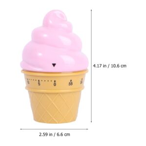 LUOZZY 2Pcs Cartoon Timer Plastic Mechanical Timer 60 Minutes Ice Cream Timer Countdown Clock Supply - Pink + White