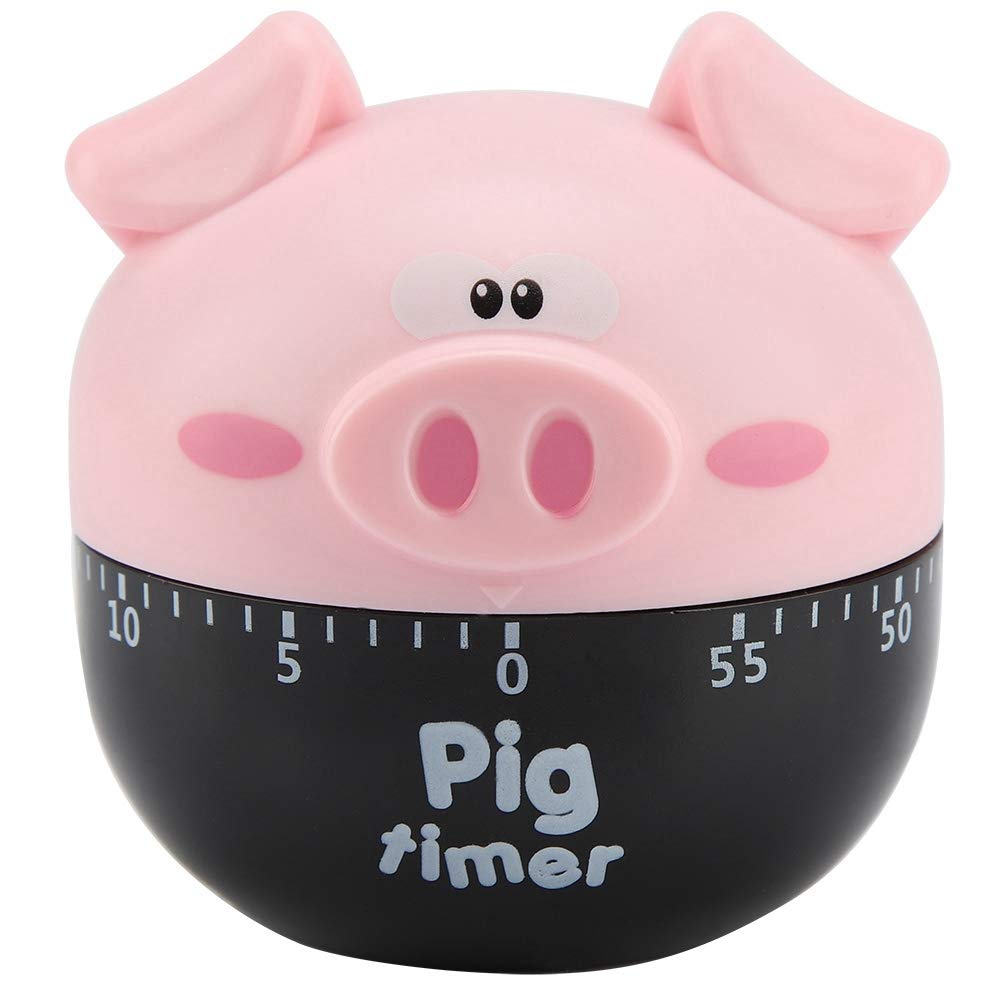 Cute Cartoon Pig Kitchen Timer Mechanical Timers Counters for Cooking Timing Tool Alarm Clock Portable Alarm Clock Kitchen Cooking Tool(Pink)