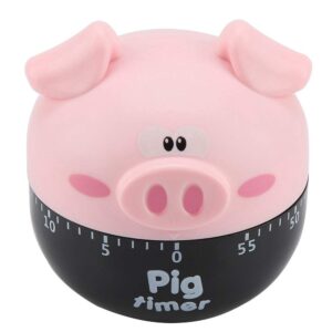 Cute Cartoon Pig Kitchen Timer Mechanical Timers Counters for Cooking Timing Tool Alarm Clock Portable Alarm Clock Kitchen Cooking Tool(Pink)