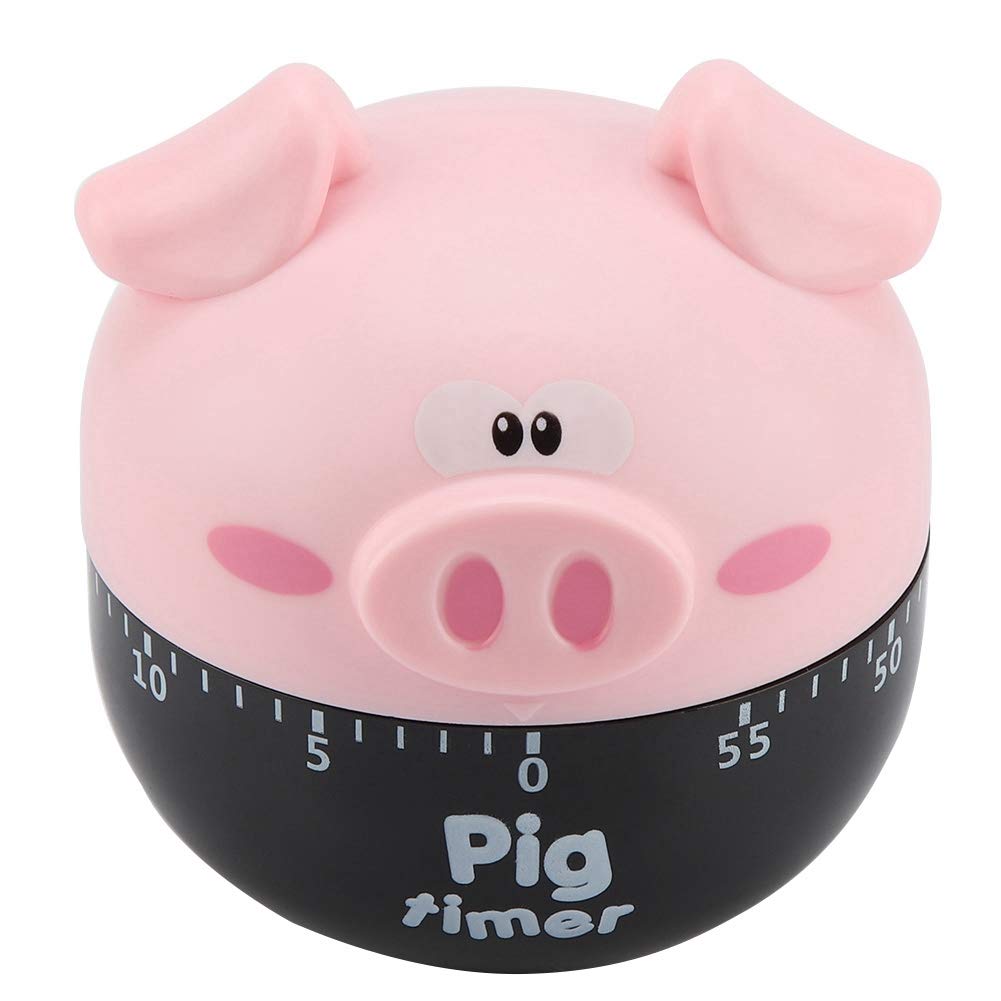 Cute Cartoon Pig Kitchen Timer Mechanical Timers Counters for Cooking Timing Tool Alarm Clock Portable Alarm Clock Kitchen Cooking Tool(Pink)