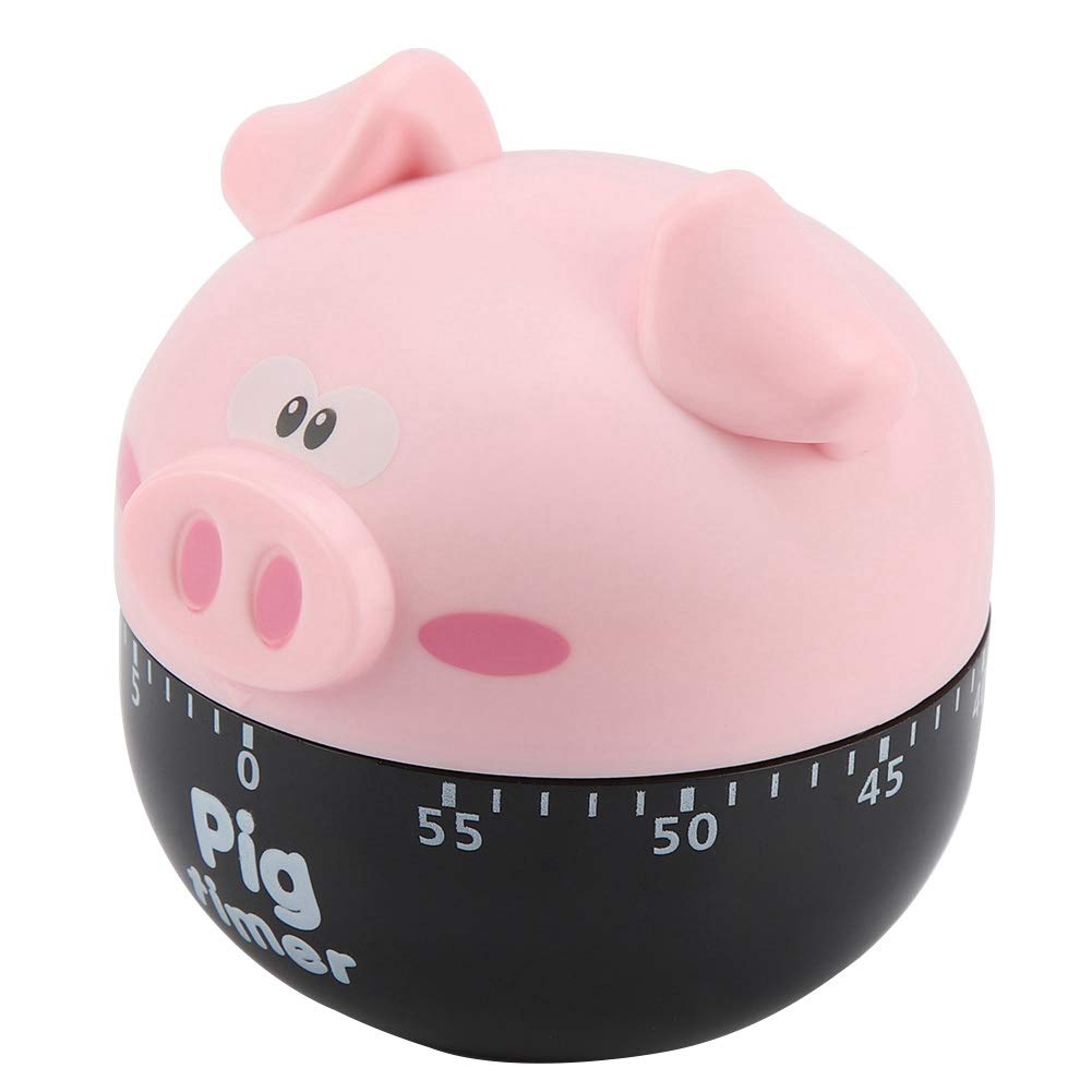 Cute Cartoon Pig Kitchen Timer Mechanical Timers Counters for Cooking Timing Tool Alarm Clock Portable Alarm Clock Kitchen Cooking Tool(Pink)