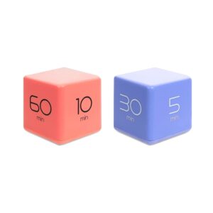 mooas cube timer coral (10, 30, 50 and 60 minutes) & violet (5, 10, 20 and 30 minutes) bundle, timer for studying, cooking and workout…