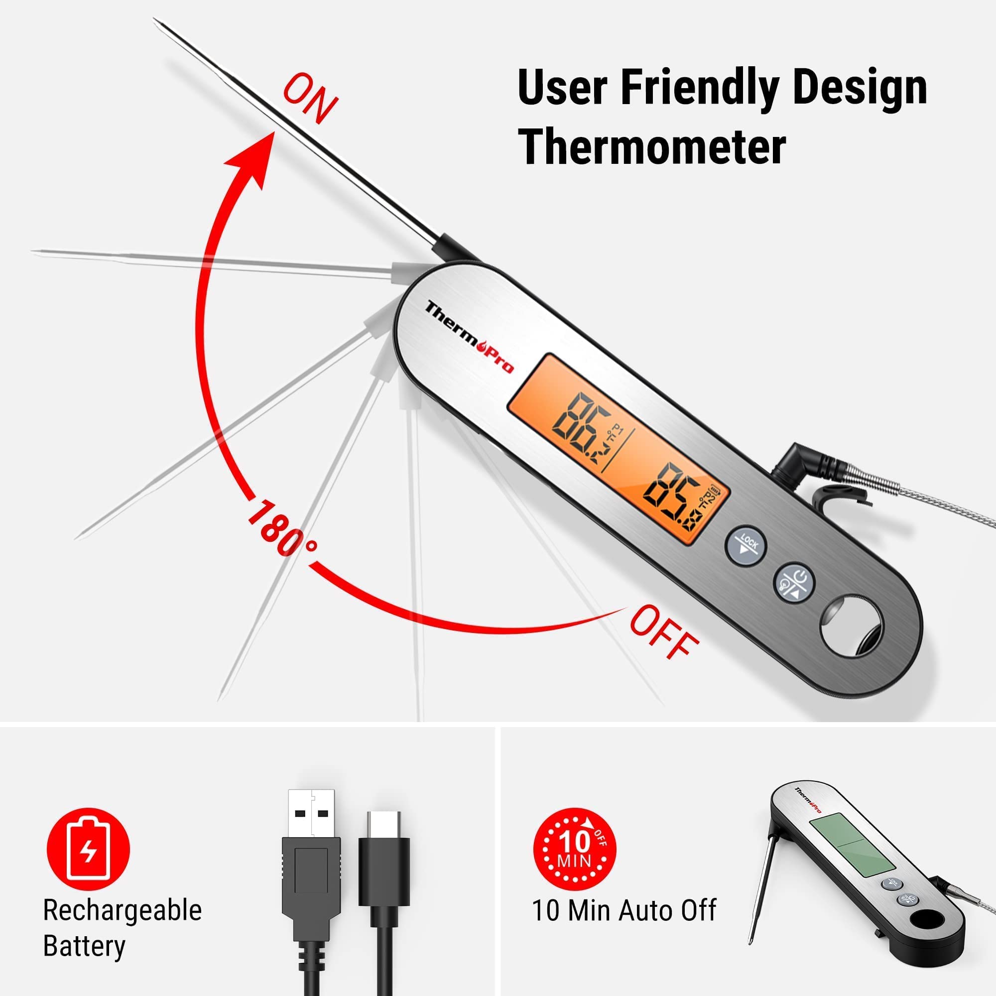 ThermoPro TP16S Digital Meat Thermometer for Cooking and Grilling +ThermoPro TP610 Dual Probe Instant Read Meat Thermometer