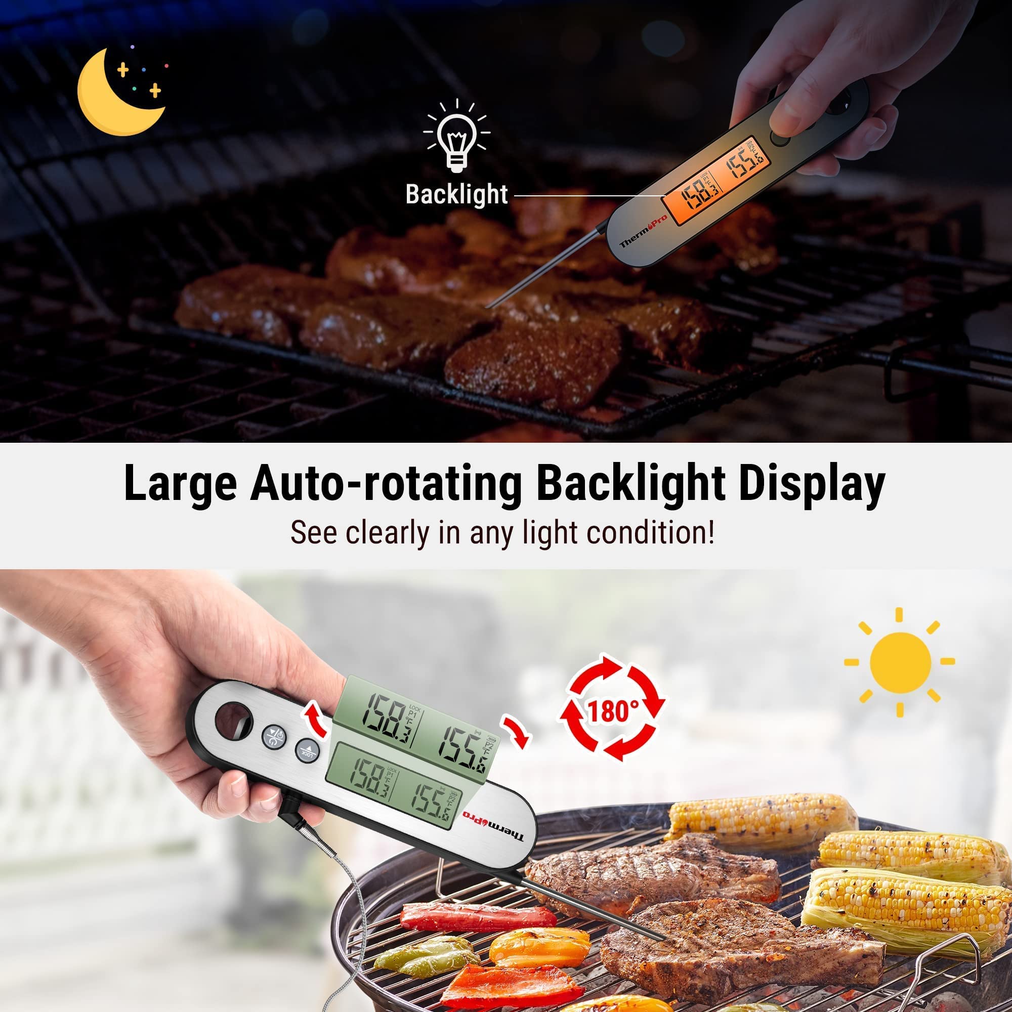 ThermoPro TP16S Digital Meat Thermometer for Cooking and Grilling +ThermoPro TP610 Dual Probe Instant Read Meat Thermometer